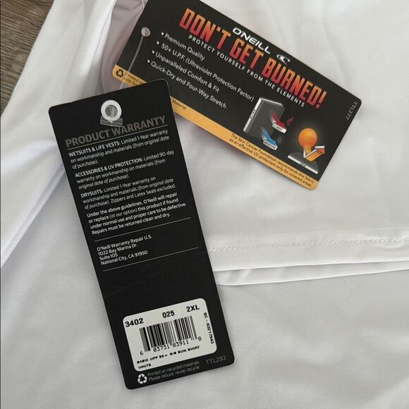 O'Neill White Short Sleeve SUN TEE NEW 2XL - Picture 3 of 3